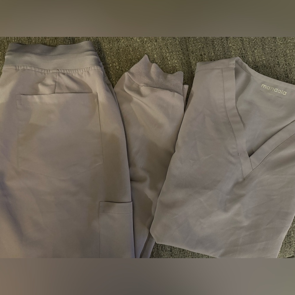 Mandala UBE purple Scrub Set large top , high rise medium bottom petite